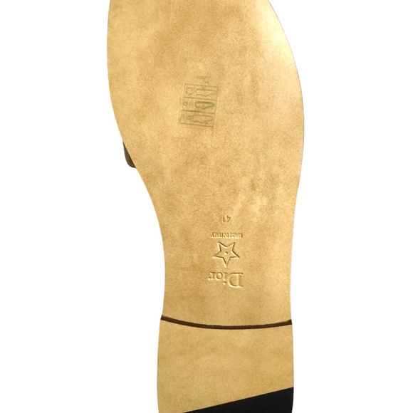 CHRISTIAN DIOR  Suede Goatskin Shearling Embroidered Dway Slide Sandals 41 Cooki - Picture 11 of 12